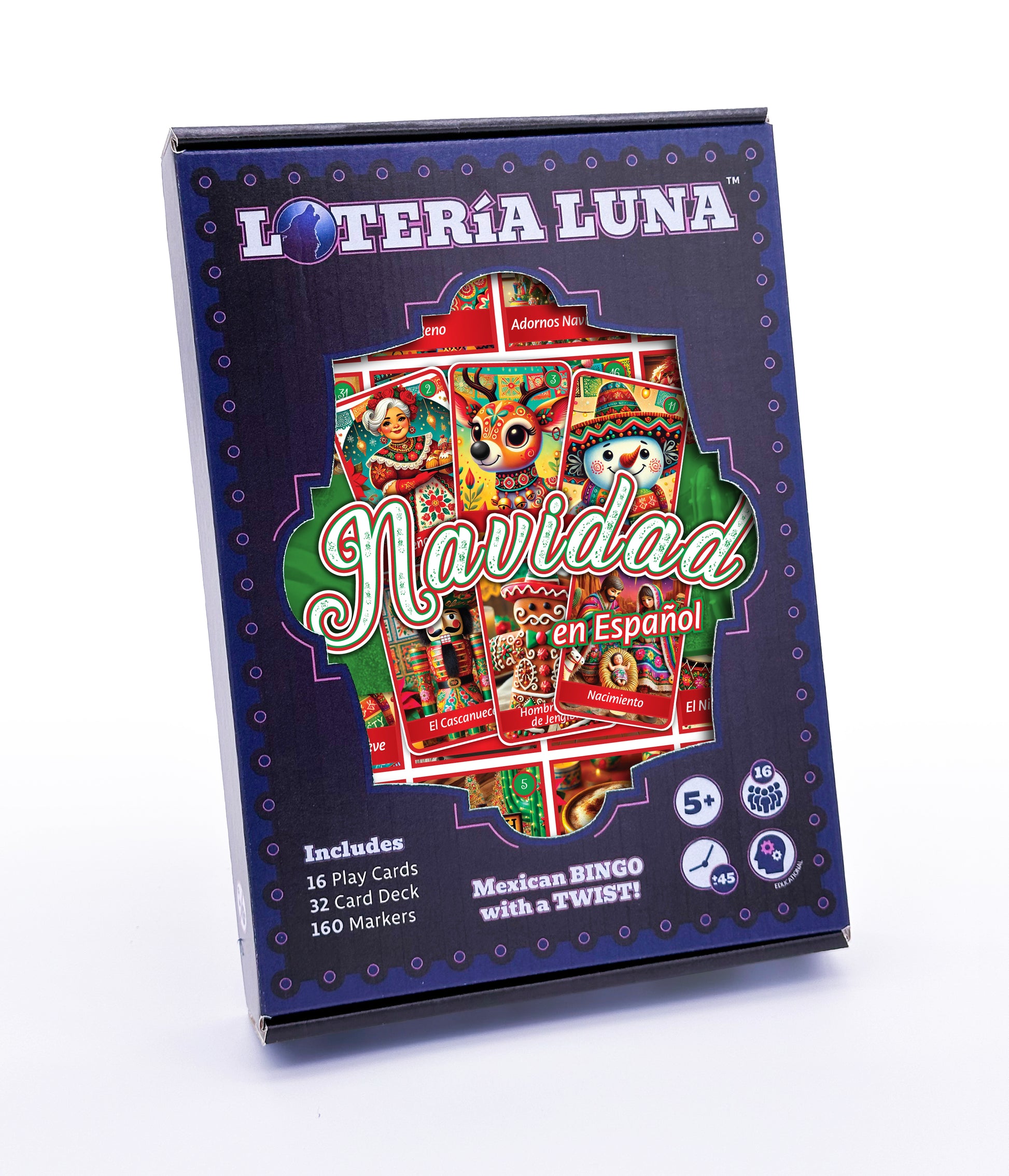 Box of 'Loteria Luna Navidad' game on a white background